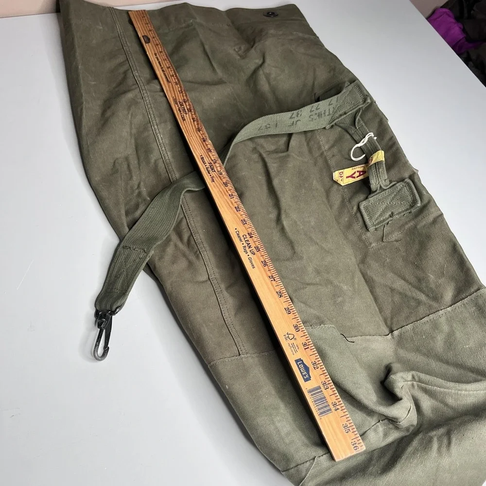 60s Vintage US Military Barracks Duffel Bag OD Green Canvas USGI USA Name Marked